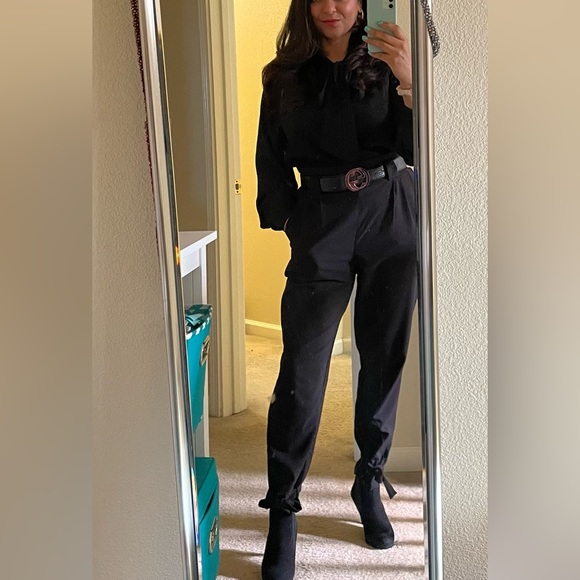 Black Casual High Waist Pencil Pants with Bow-Knot Pockets Size Medium. - Picture 6 of 8